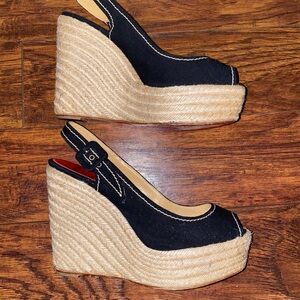 Black Espadrille Wedge Sandals